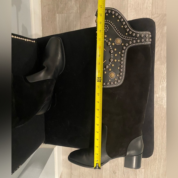 NEW: CHRISTIAN LOUBOUTIN • Alixos Black Knee High Embellished Boot- 38 1/2 - Picture 13 of 16